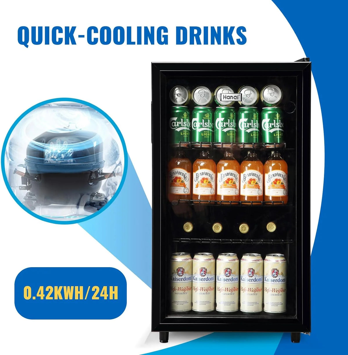 Glass Door 125 Can Beverage Refrigerator Q712