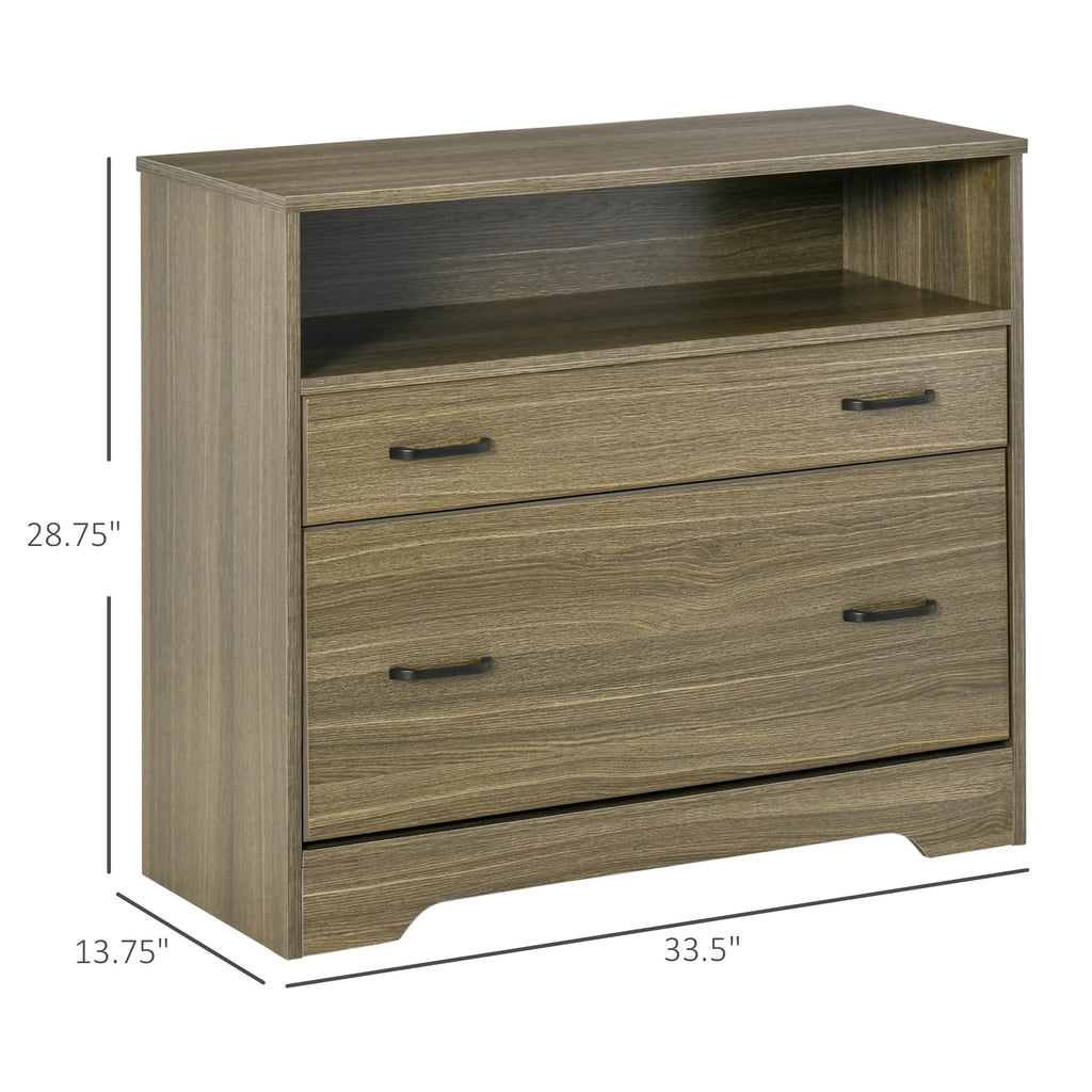 Charcoal Grey 2 Drawer Lateral File Cabinet with Shelf D228377