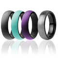 Turquoise Silicone Twin Brushed 6mm Ring Set O22115