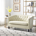 Cream Faux Leather Barrel Loveseat Y850