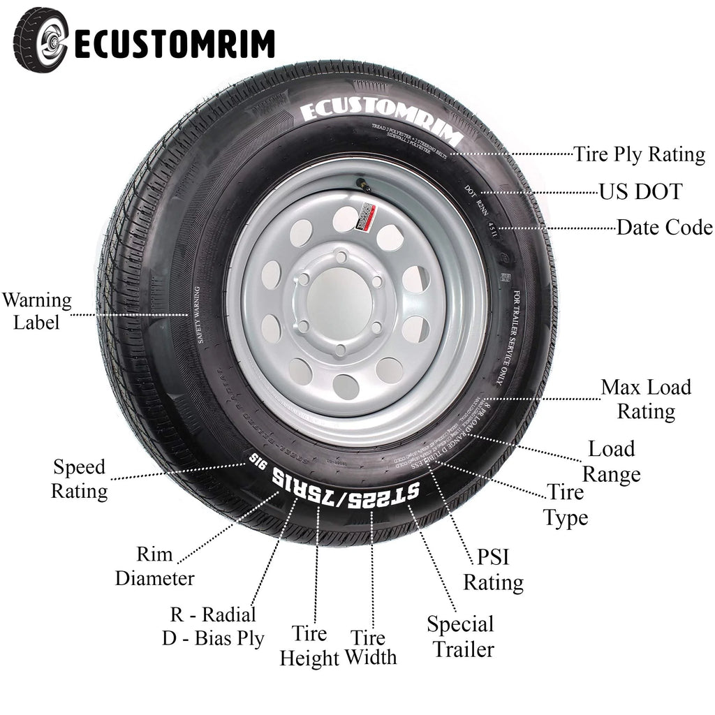 2-Pack Trailer Tire Rim 480-12 4.80-12 LRC 4Lug White Spoke Wheel Q4022