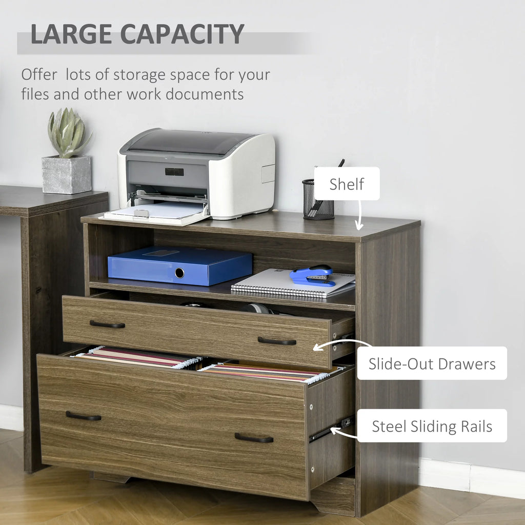 Charcoal Grey 2 Drawer Lateral File Cabinet with Shelf D228377