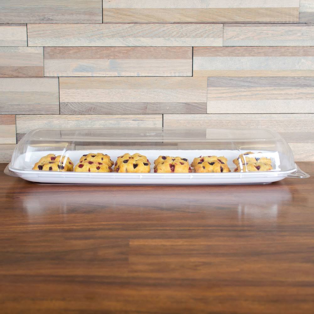 White Rectangular Polystyrene Platter / Catering Tray - 25/Case F891193
