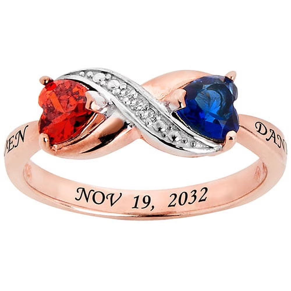 14K Rose Gold over Sterling Heart Infinity Diamond Accent Ring H5234