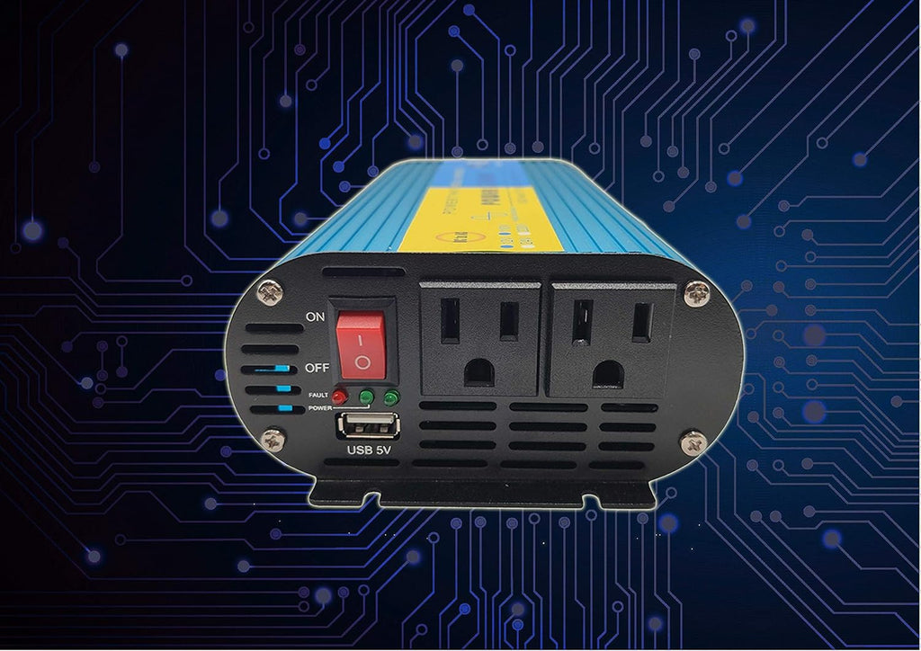 500W Pure Sine Wave Power Inverter DC 12V to AC 110V with 2.1A USB Charging Port and 2 AC Outlets, Pack of 2 H319790