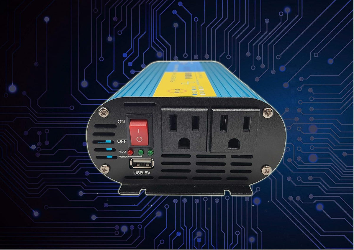 500W Pure Sine Wave Power Inverter DC 12V to AC 110V with 2.1A USB Charging Port and 2 AC Outlets, Pack of 2 H319790