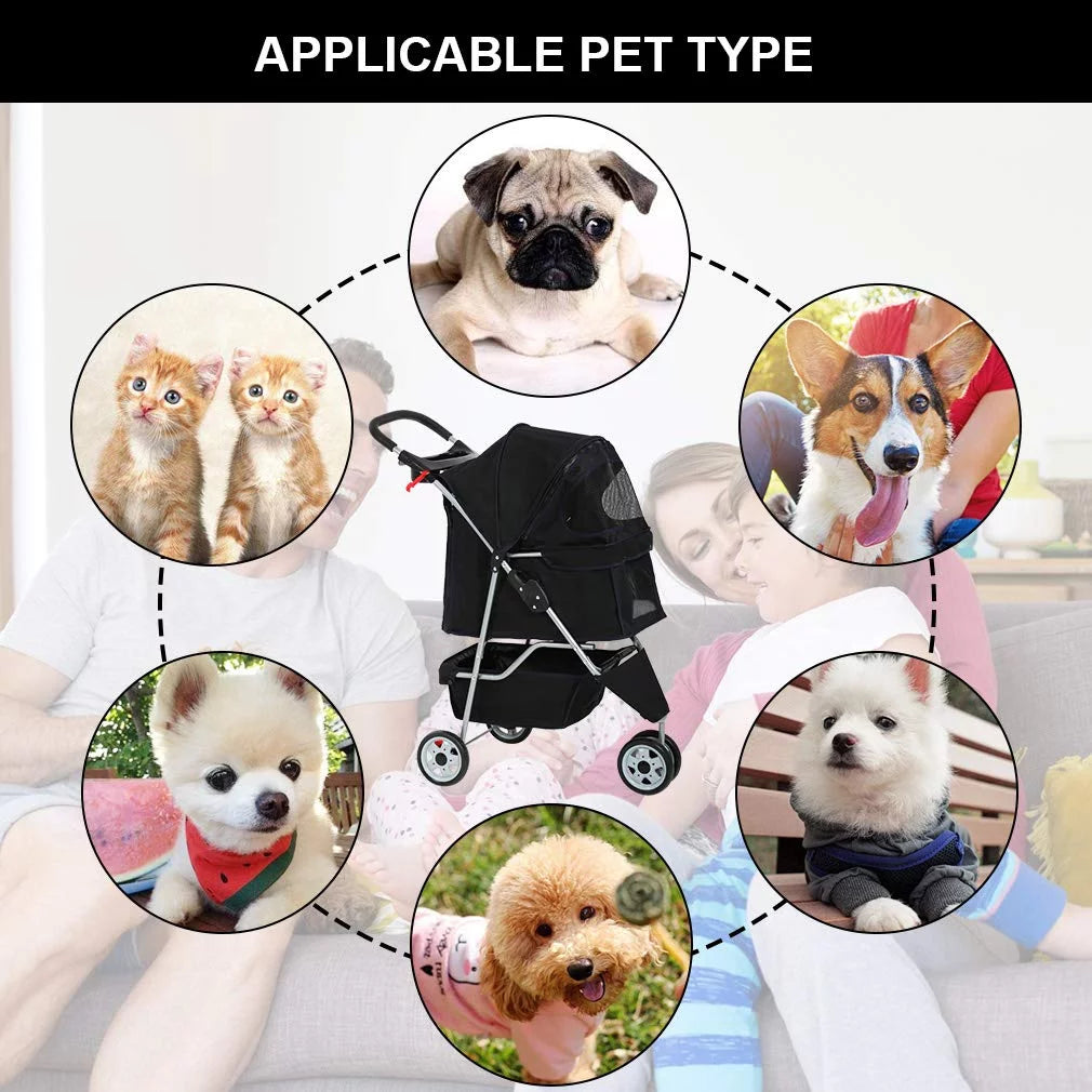 3 Wheels Folding Pet Stroller N780856