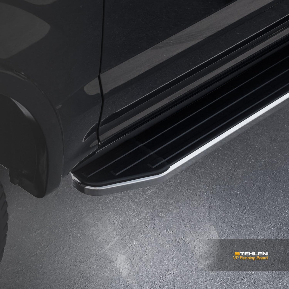 Black Aluminum Running Boards with Chrome Trim S83771