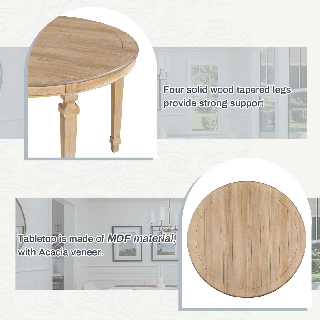 Round Dining Table Set for 4, 5-Piece Solid Wood V20389