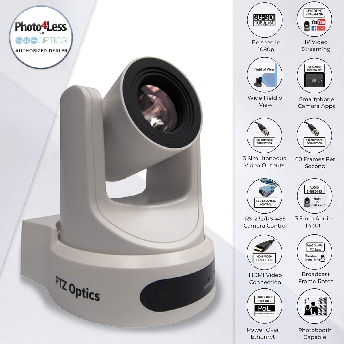 White PTZ Camera with Wall Mount C1520
