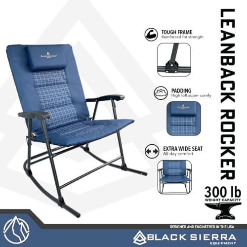 Black XL Oversize Padded Folding Rocking Camping Chair Z903