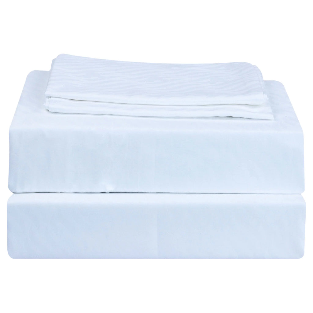 100% Cotton Jacquard Damask King 4 Piece Sheet Set E2970