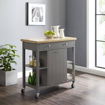 Wood Kitchen Cart with Bamboo Top N9178