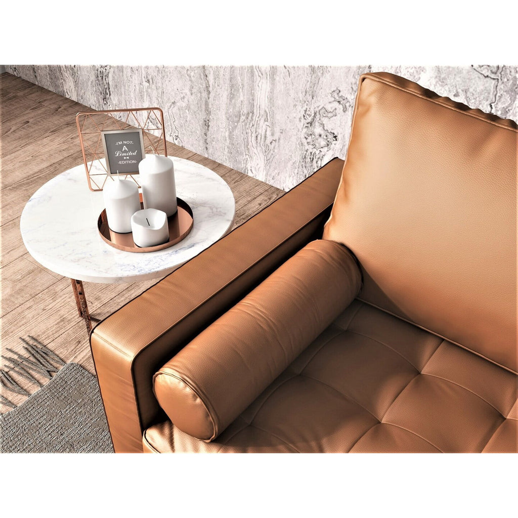 Black Faux Leather Mid-century Modern Loveseat M40855