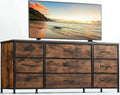 Black 9 Drawer Wide Dresser TV Stand O7157