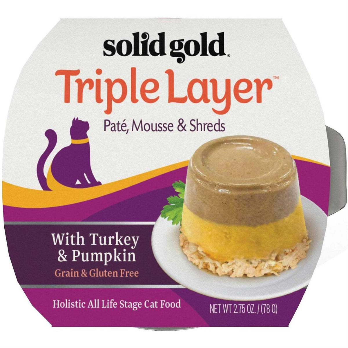Solid Gold Triple Layer Pate Mousse & Shreds Pumpkin Cat Food Z1212