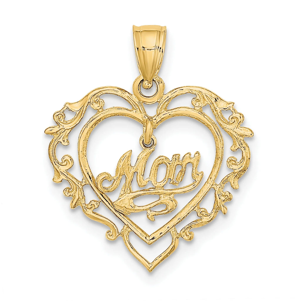 14K Yellow Gold Polished Heart Pendant Charm with 10K Yellow Gold Rope Chain Necklace 18'' O1037