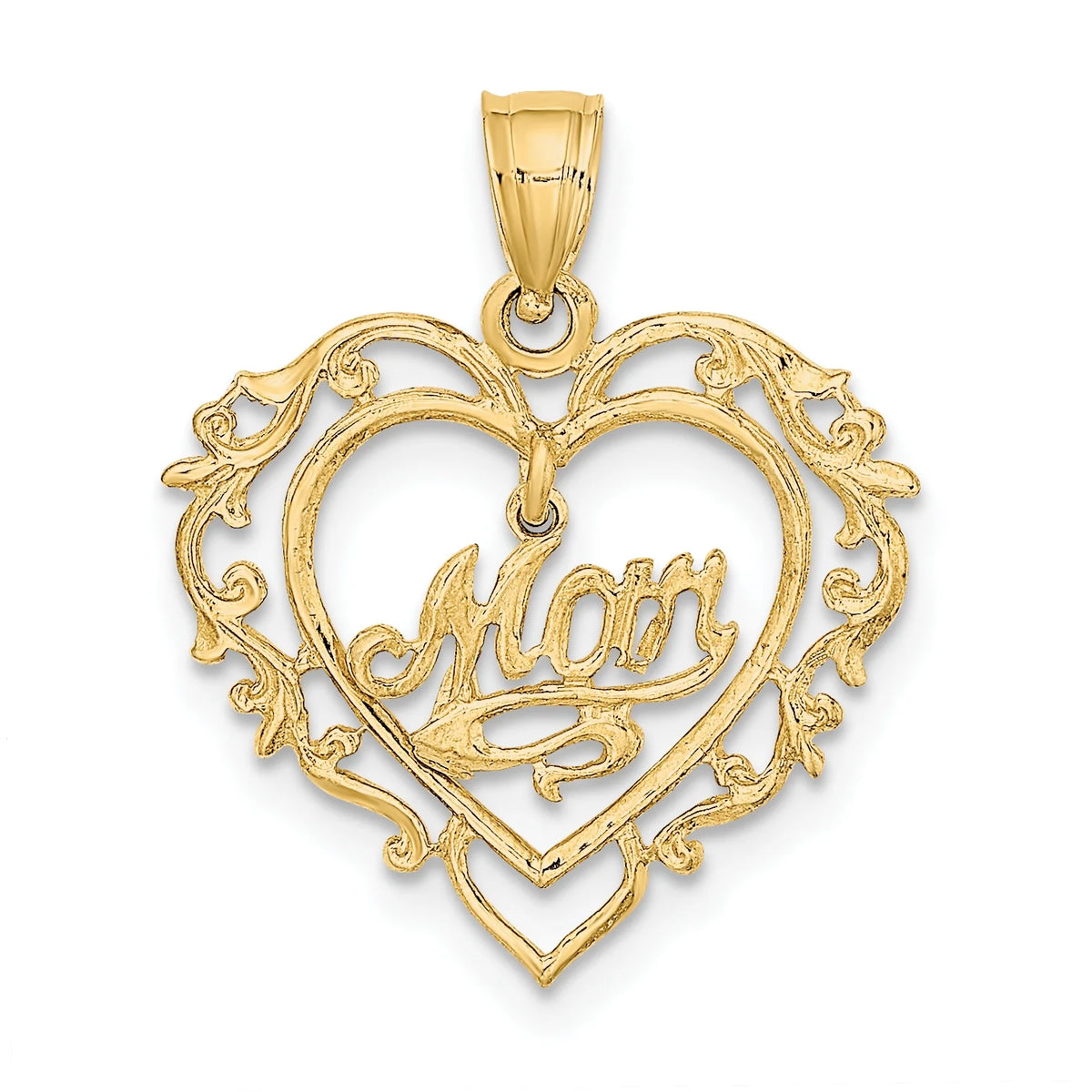 14K Yellow Gold Polished Heart Pendant Charm with 10K Yellow Gold Rope Chain Necklace 18'' O1037