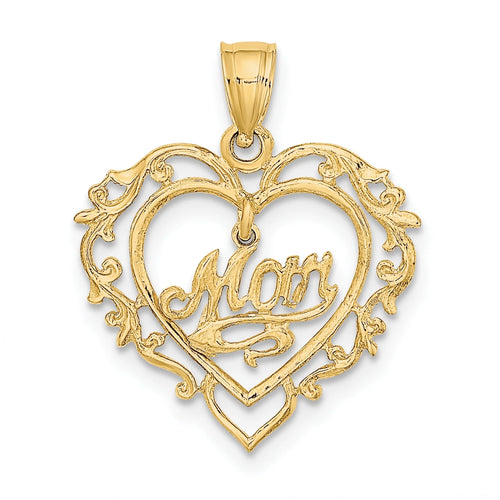 14K Yellow Gold Polished Heart Pendant Charm with 10K Yellow Gold Rope Chain Necklace 18'' O1037