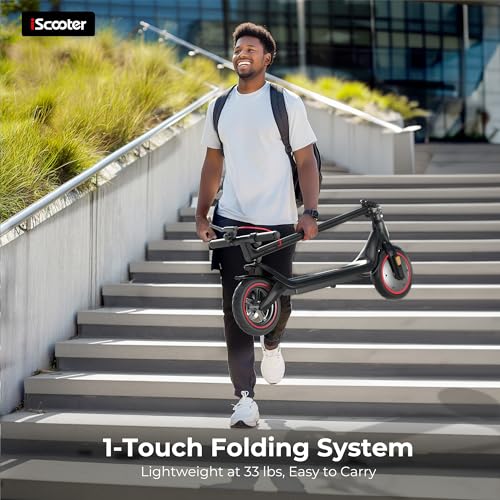 Electric Scooter, 18/12 Miles Long Range, 22/19/18 Mph Top Speed, Double Braking Systems U408565