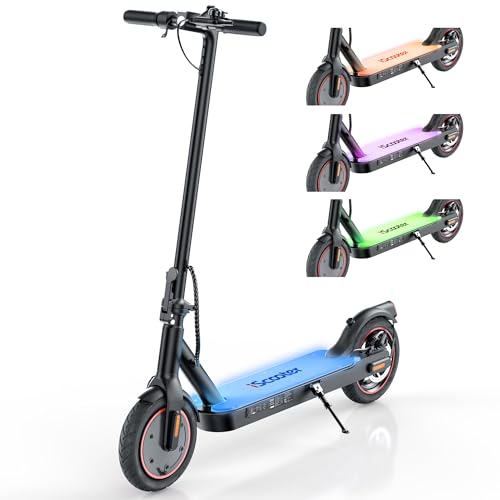 Electric Scooter, 18/12 Miles Long Range, 22/19/18 Mph Top Speed, Double Braking Systems U408565
