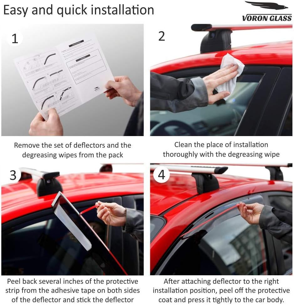 Glass Tape-on Rain Guards for Trucks, 4 Pieces O303726