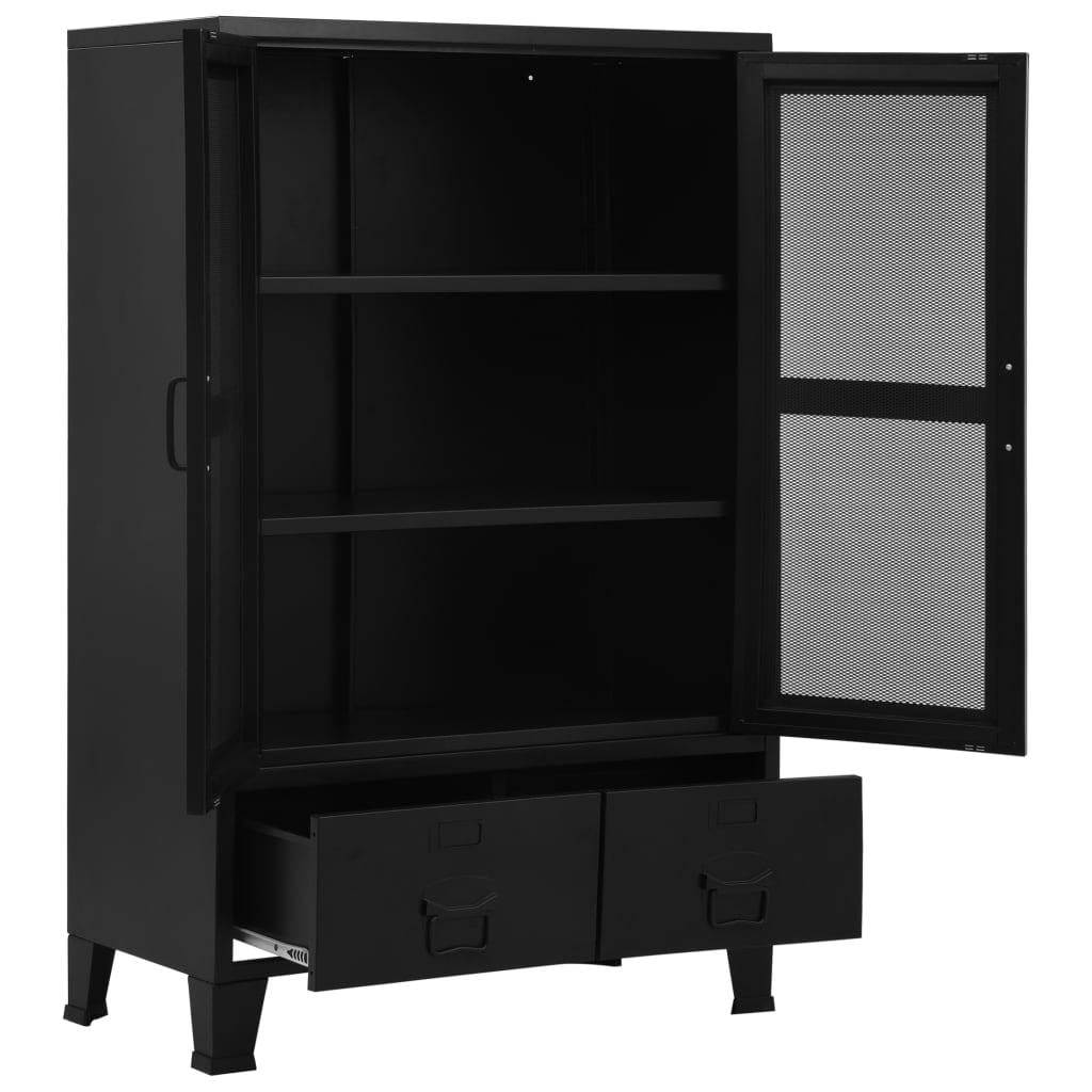 Black Steel Office Cabinet with Mesh Doors R784256