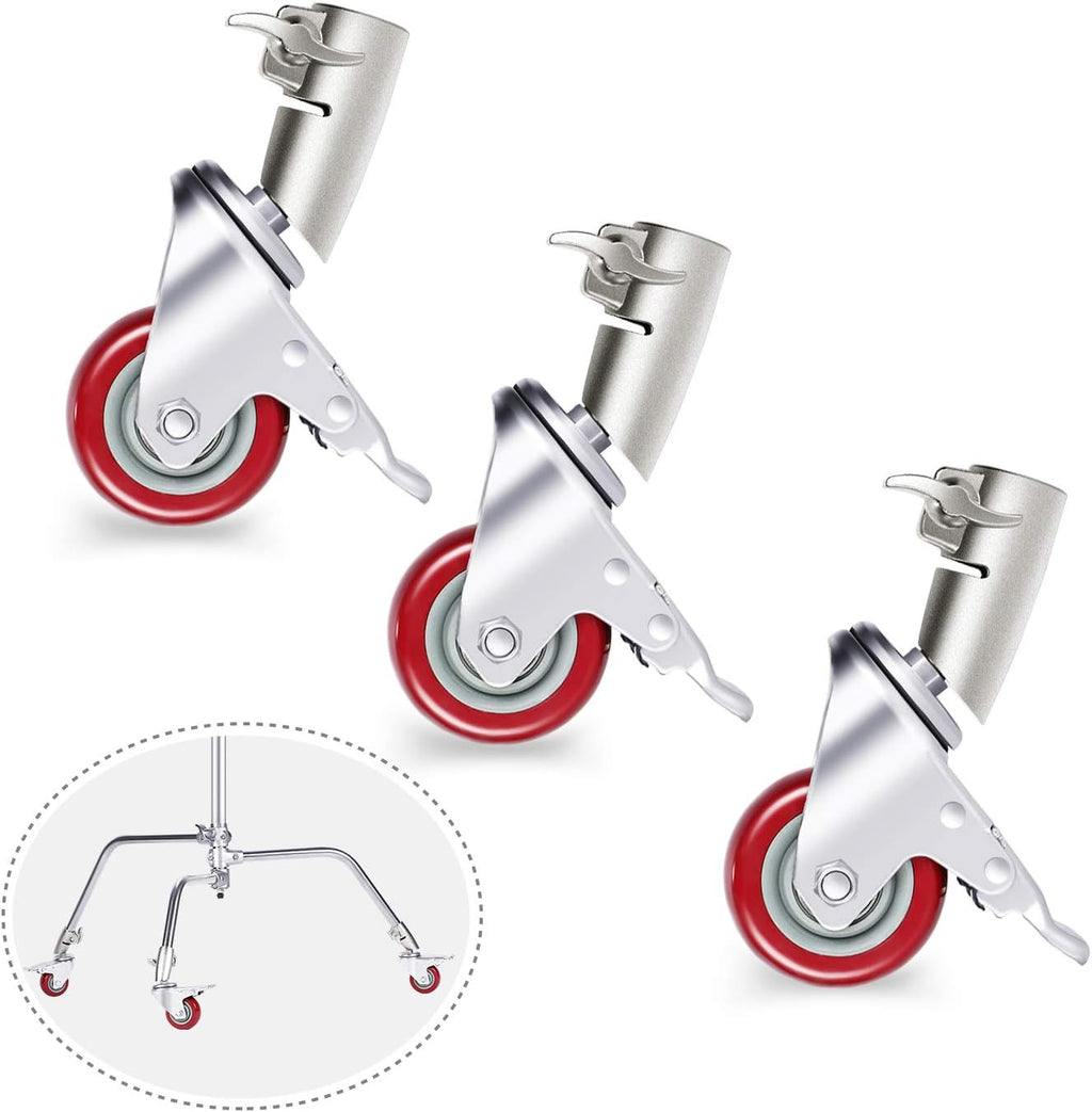 3 Packs Swivel Caster Wheels Set with 75mm Diameter, Durable Metal Construction with Rubber Base Q311154