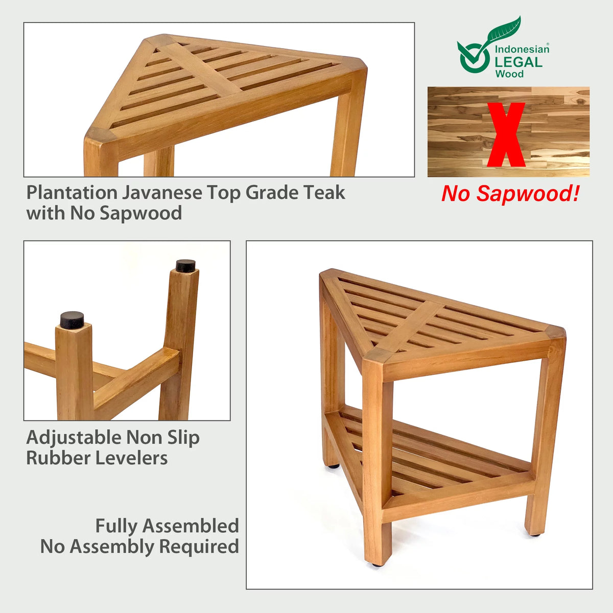 Solid Teak Corner Stool/Side Table U5990
