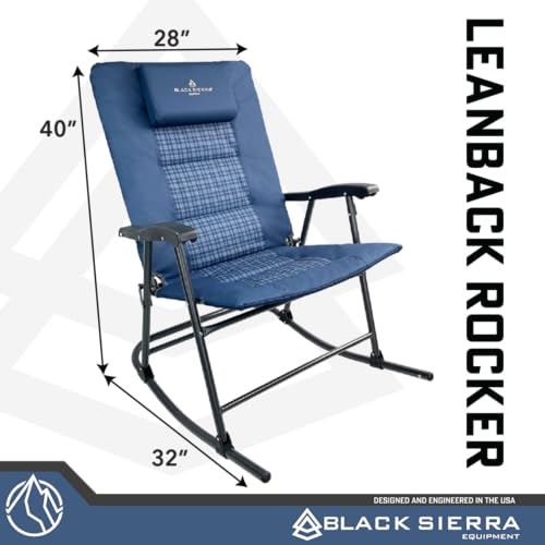 Black XL Oversize Padded Folding Rocking Camping Chair Z903
