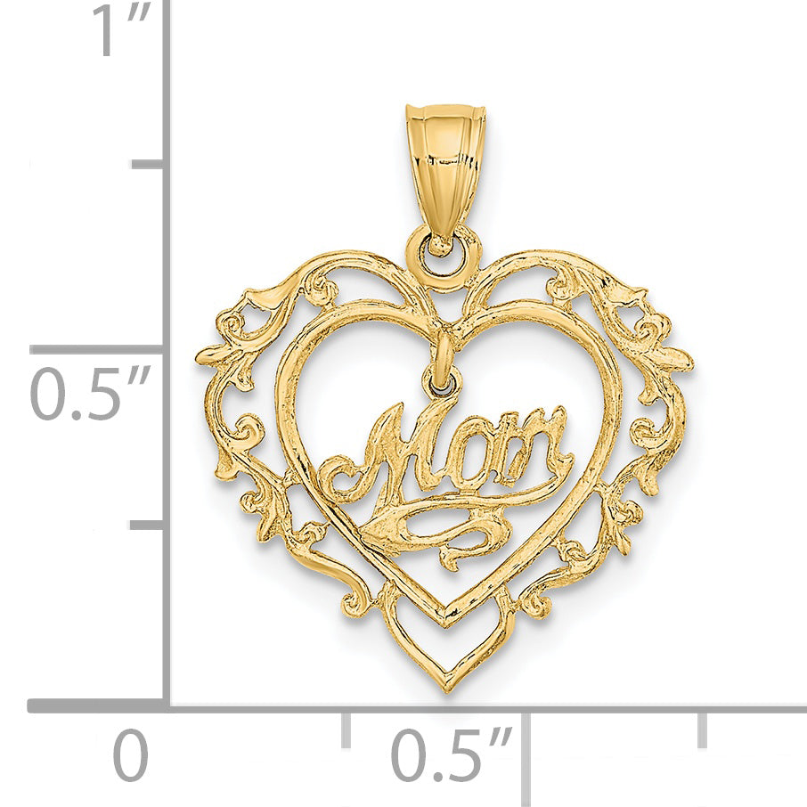 14K Yellow Gold Polished Heart Pendant Charm with 10K Yellow Gold Rope Chain Necklace 18'' O1037