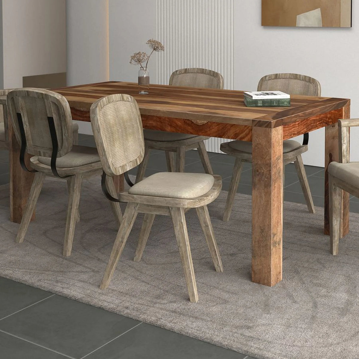 Dark Sheesham Rectangular Dining Table B84404