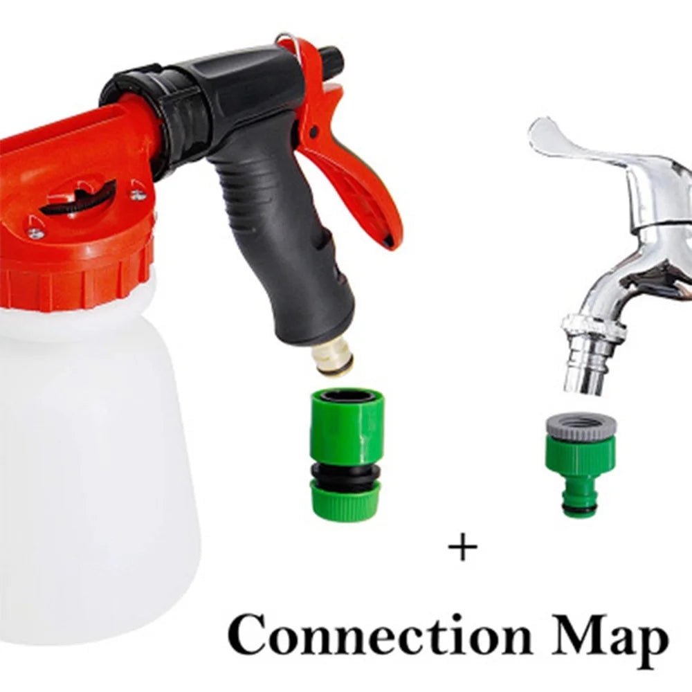 Car Wash Foam Sprayer Nozzle Kit with 1 Liter Bottle Universal Connectors W4937