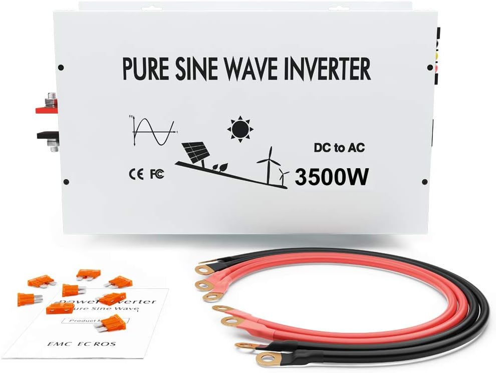 3500W Pure Sine Wave Power Inverter DC 48V to 110V 120V AC with Dual Outlets G519