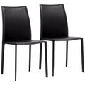 Black Leather Dining Chair, Set of 2 W958