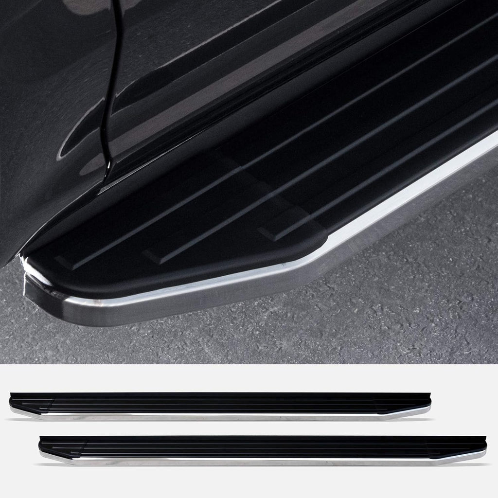 Black Aluminum Running Boards with Chrome Trim S83771