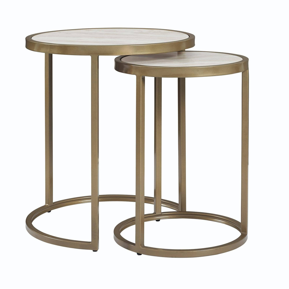 2 Piece Marble Top Nesting End Table Set D754