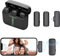 Wireless Lavalier Microphone with Charging Case, Black, Pack of 2 T139