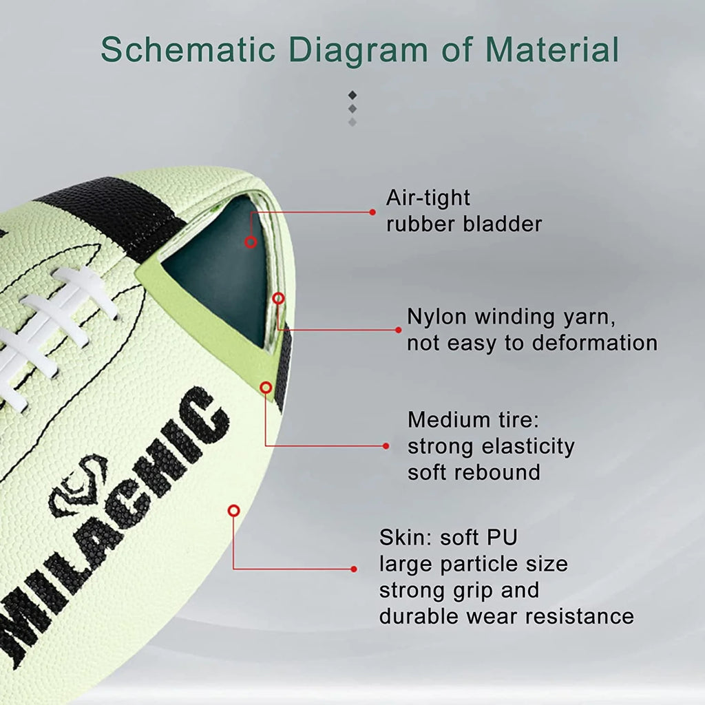 Glow in the Dark Size 9 Composite Leather Football with Pump and Carry Bag Y3776