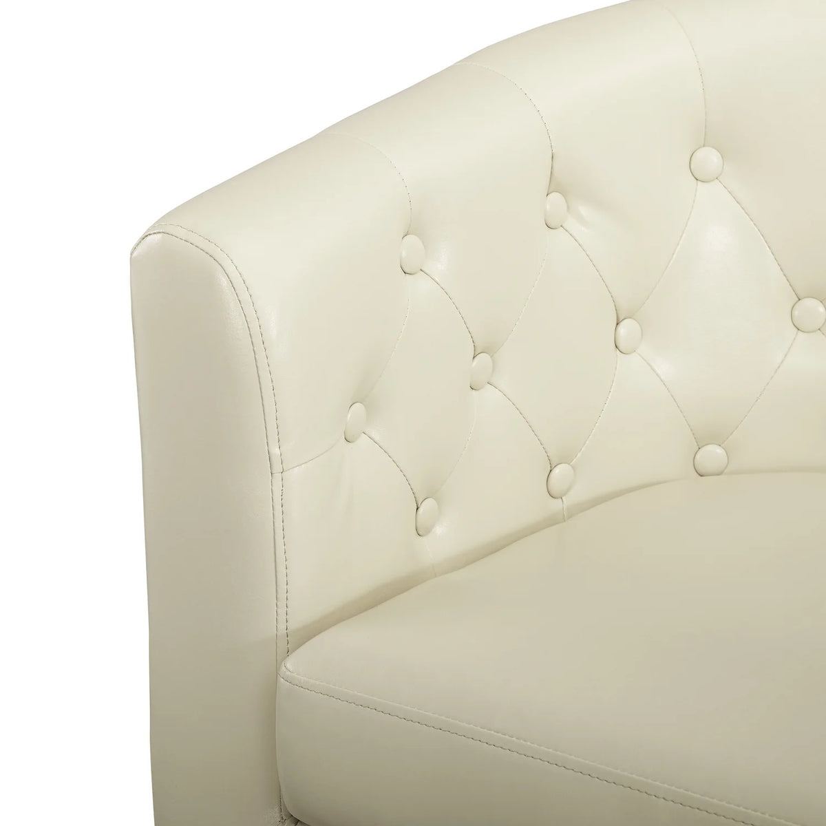 Cream Faux Leather Barrel Loveseat Y850