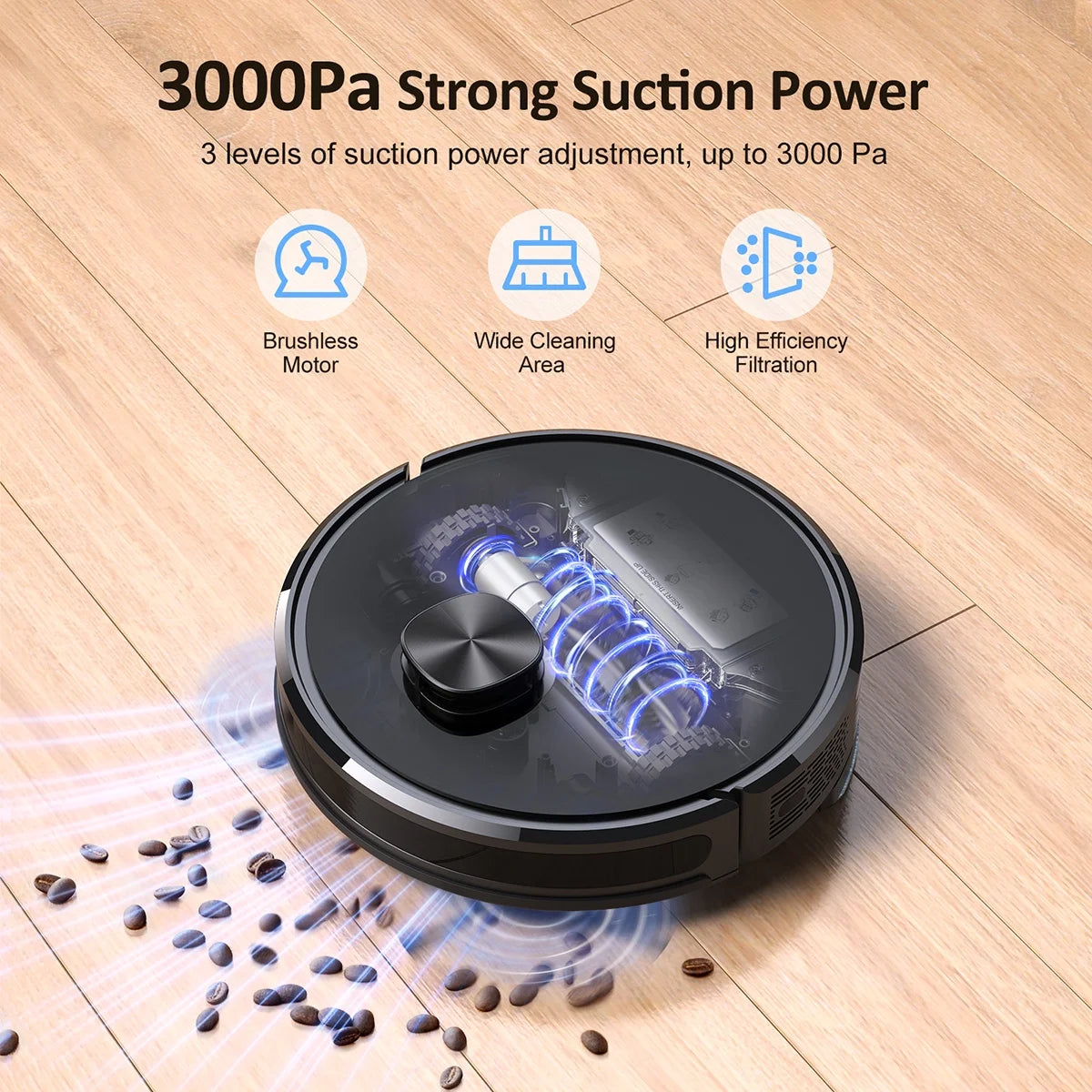 Robot Vacuum and Mop with 3000Pa Suction D50477