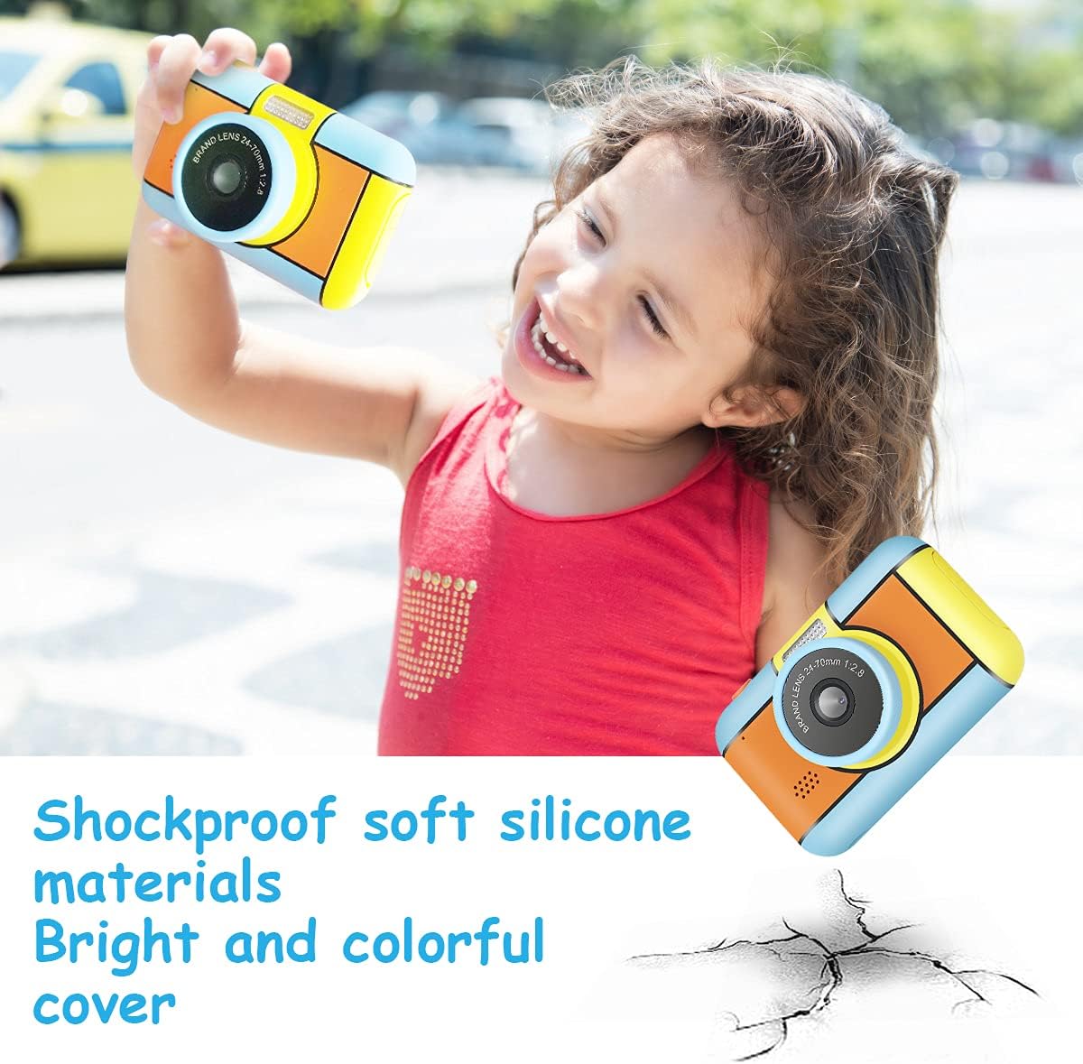 Blue and Yellow 24MP Dual Lens Kids Digital Camera with 32G SD Card M781273