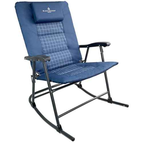 Black XL Oversize Padded Folding Rocking Camping Chair Z903