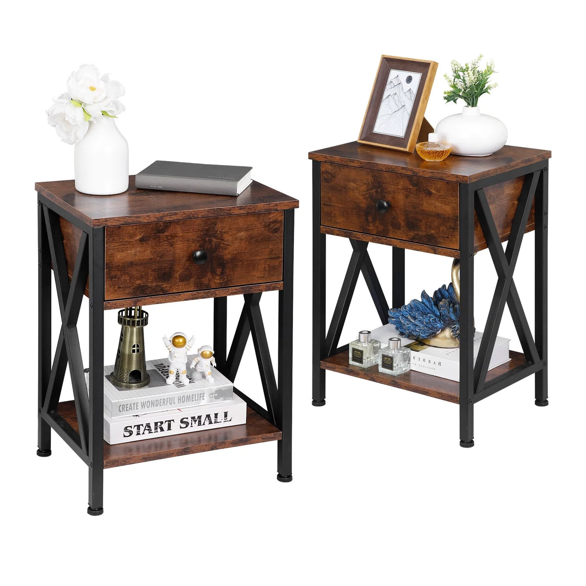 Brown Metal Frame End Table J9551
