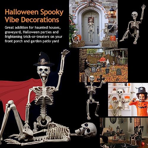 2 Pack 40 Inches Halloween Skeleton Full Body Posable H575089