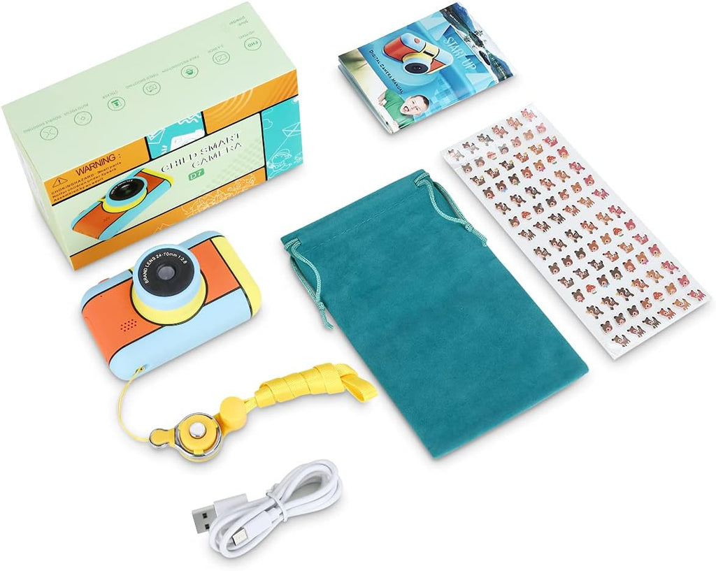 Blue and Yellow 24MP Dual Lens Kids Digital Camera with 32G SD Card M781273