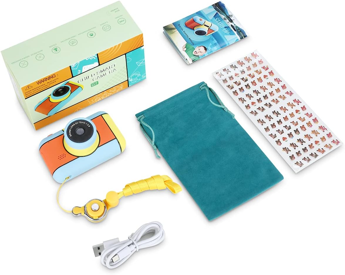 Blue and Yellow 24MP Dual Lens Kids Digital Camera with 32G SD Card M781273
