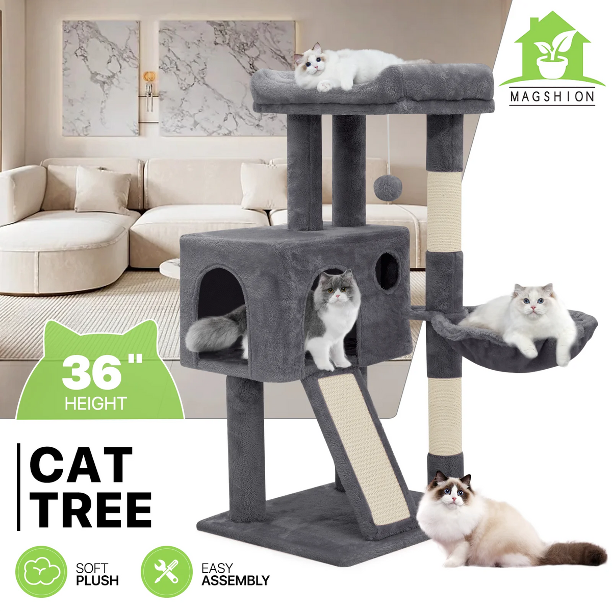 36-in Multi-Level Plush Cat Tree V97439