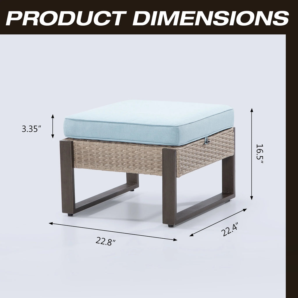 2-Piece PE Rattan Ottomans with Removable Cushions F846176