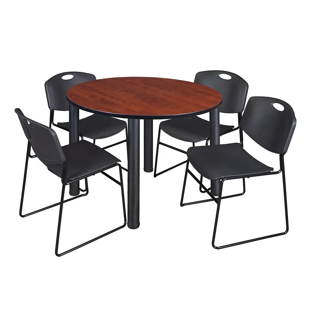 48" Round Breakroom Table & 4 Stack Chairs G637